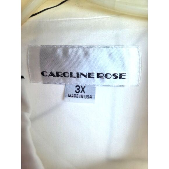 Caroline Rose White w/Black Geometric Pattern Cotton Tunic Button Down Blouse 3X - Picture 3 of 7